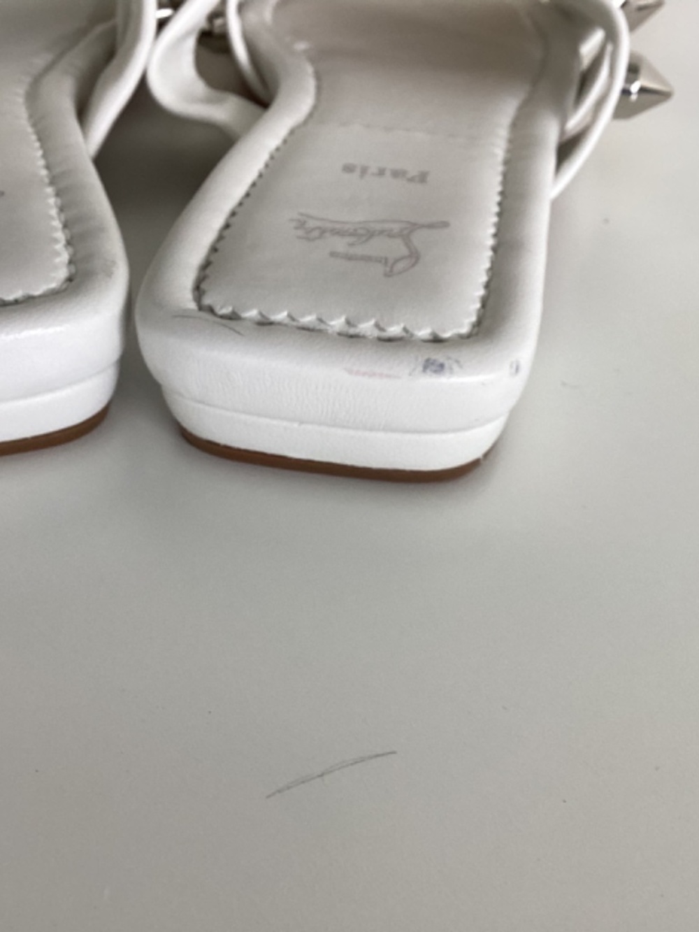 Christian Louboutin White Miss Spika Slide Sandals Size 8 - Picture 8 of 11